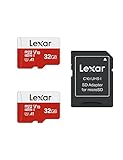Lexar Micro SD Karte 32GB 2er Pack, Speicherkarte Micro SD mit SD Adapter, Bis zu 100 MB/s Lesegeschwindigkeit, UHS-I, U1, A1, V10, C10, microSDHC Memory Card