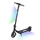 KHHK Elektroroller für Kinder von 6-12 Jahren, 6'' Faltbarer Elektroroller mit max. Geschwindigkeit 12 km/h, LED Farblichter & Display, Reichweite 5-8 km, Kinderroller mit Doppelbremssystem (Schwarz)