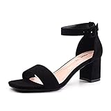 Sandalen Damen mit Absatz Sandaletten Elegant Sommerschuhe Blockabsatz Absatzschuhe Frauen Mode Keilsandalen 6 CM 1 Schwarz Größe 40