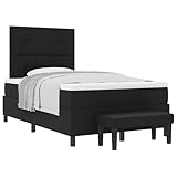 vidaXL Boxspringbett mit Matratze & Bank Hellgrau 80X200 cm Stoff Stylisch Polster für Schlafzimmer Kompakte Gestaltung Erwachsenen Nutzung Komfortables Schlaferlebnis Möbel Schoner Pad Topper