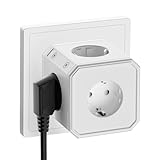 Steckdosenadapter Würfel, 5 Fach Steckdosenwürfel, Doppelstecker für Steckdose, Max 4000W(16A/250V), für Büro, Zuhause