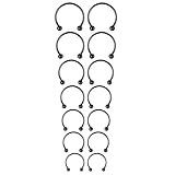 14 Stück Hufeisen Piercing Ring Schwarz 6/7/8/9/10/12/14 mm Hufeisen Nasenring Creolen Set aus Chirurgischem Stahl Piercings Schmuck Hufeisen Ring Ohrringe Augenbrauen Ohrringe Septum Piercing Schwarz