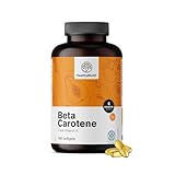 HealthyWorld Beta-Carotin 25.000 i.e. – 25.000 μg Vitamin A pro Dosis – 180 Weichkapseln – 6 Monate Vorrat – Glutenfrei und Laktosefrei – Unterstützung für das Sehvermögen und das Immunsystem