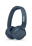 PHILIPS TAH4209BL Leichter ohraufliegender kabelloser Bluetooth-Kopfhörer mit passiver Geräuschisolierung – 55 Stunden Spielzeit, deutliche Anrufe, dynamischer Bass, 2 Stunden USB-C-Laden – Blau