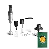 SPRINGLANE Edelstahl Stabmixer Set Sam 800 W, Pürierstab inkl. Pürierstab, Behälter mit Deckel, Zerkleinerer, Schneebesen, Rühr- & Knethaken, Aufbewahrungstasche