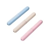 HGNUT Tragbare Zahnbürstenetui, Reiseabdeckung, Halter (staubdicht und wasserdicht), zartes Rosa, Himmelblau, warmes Aprikose, 3 Stück