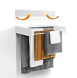 Urban Nouk Wäscheständer - Wandmontage - Einziehbar - Wäscheständer klappbar für Innen oder Außen - Platzsparend Kompaktes schlankes Design (Weiß, 100 cm)