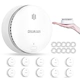 Rauchmelder, 10 Jahre Batterie Rauchmelder für Zuhause, Test-/Silence-Taste, Rauchmelder 85dB, Feuermelder entspricht EN 14604 Standard, 10 Stück