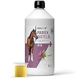 ReaVET Mariendistelöl für Hunde & Pferde 1 Liter – Naturrein in Lebensmittelqualität – Barf Zusatz, Distelöl Hund, Barf Öl Mariendistel-Öl Hund I Reich an Vitamin E, Omega-6, Omega-9