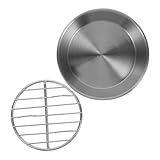 Mikinona Backblech Rund mit Ölabscheider Grillplatte Rostfrei Gesundes Backen und Grillen Vielseitig Einsetzbar für Ofen Minibackofen Induktionsherd Langlebiges Backblech mit Praktischem