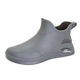 Plateau Stiefel Dame Shoes Top Rubber Shoes Casual Fashion Outdoor Work Fishing Car Wash Kitchen Non Slip Overshoes Rain Boots Wasserfeste Barfußschuhe Winter (Grey, 43)
