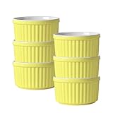 Auflaufförmchen, ofenfest, Auflaufförmchen, Auflaufförmchen, Creme Brulee Souffle-Schalen, Gelb, 6 Stück