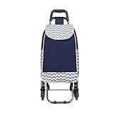 Kono Einkaufstrolley Klappbar Einkaufswagen Stabiler 2 in 1 Multifunktional Treppensteigwagen mit 3 Geräuschlos Räder (Marineblau-Update)