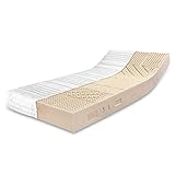 RAVENSBERGER Latexmatratze Ergo-Natura - Härtegrad H2, mittel, RG 70, 90 x 200 cm, Höhe 21 cm, 7-Zonen, mit Baumwoll-Doppeltuch Bezug, Dunlop-Verfahren, 100% Naturlatex, Made in Germany