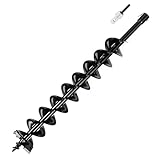 Erdbohrer Gartenbohrer Durchmesser 100mm, Länge 800mm, Erdbohrer für Pfahlbohrer Brunnenbohrer Aushubarbeiten, Stahl Erdlochbohrer Bohrschnecke mit Sicherungsbolzen & Adapter, Gartenspiralbohrer