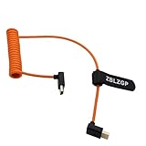 ZBLZGP 8K HDMI-Kabel, Typ A, HDMI 2.1, geflochten, gewickelt, rechts und links, für Sony Canon R5, Nikon Blackmagic Pocket Cinema Kameras (Auf- und Abbiegen, HDMI, orange geflochten, gewickelt, 50 cm)
