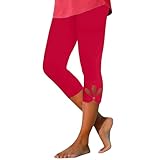 Leggings Damen 3/4 Große Größen, Caprihose Damen Sommer Stretch Elegant Freizeithose Sommer Leicht Sporthose Einfarbig Jogginghose Casual Sportleggins Blickdicht Yogahose High Waist Sommerhose