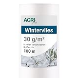 AGRI plus Winterschutzvlies 1,60 x 25 m I Frostschutzvlies für Pflanzen & Töpfe I Hochwertiges Vlies mit 30 g/m² I Reißfestes Gartenvlies aus Polypropylen I Pflanzenvlies zur Überwinterung