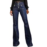 Bootcut Jeans Damen Stretch High Waist Schlaghose Lang Slim Fit Flared Jeans mit Taschen Y2K Style Damenjeans Freizeit Gerades Bein Denim Pants Klassisch Bequeme Jeanshosen Freizeithose