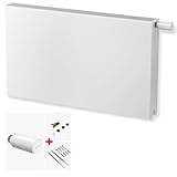 DESIGNO Planheizkörper Kompakt & Ventilheizkörper Typ 22 -BH-600 x BL-1400 | inkl. Buderus Thermostatkopf Logafix BD1-W0 - Ventil - Montagezubehör | Wärmeleistung 2.232 Watt