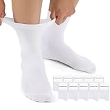 Mowenti Diabetiker Socken Damen 39-42 Ohne Gummibund Diabetikersocken Herren 10 Paar Komfortbund Extra Weit Baumwolle Weiß Herrensocken Damensocken