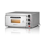 Mahlzeit elektrischer Pizzaofen | bis 350° beheizbar | Edelstahl Pizzabackofen mit Pizzastein und Timer | Backofen, Brotbackofen, Steinbackofen | Elektroofen für Pizza, Brot und Flammkuchen