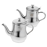 KICHOUSE 2 Stück Ölfiltertopf Ölkanne mit Sieb Kochen Vielseitig Container Fett kann Ölspeicherbehälter Speiseölbehälter Fettbehälter für die Küche Rostfreier Stahl Silver