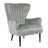 SVITA Arthur Sessel Relaxsessel Ohrensessel Modern Gepolstert Samt Grau