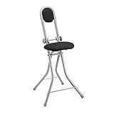 Ribelli Stuhl mit Verstellbarer Rückenlehne, für Küche, Büro, Küche, Stuhl, höhenverstellbar, ca. 102 x 46,5 x 10 cm, Silber/schwarz, 500201, aprox. 102 x 46,5 x 10 cm