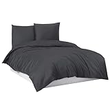 Mixibaby Bettwäsche Bettgarnitur Bettbezug 100% Baumwolle 135x200 155x220 200x200 200x220, Farbe:Anthrazit, Größe:135 x 200 cm