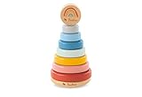 PINOLINO Regenbogen Stapelturm Ruby, Motorik-Klassiker aus Holz, buntes Stapelspiel in Regenbogenfarben, für Kinder ab 12 Monaten