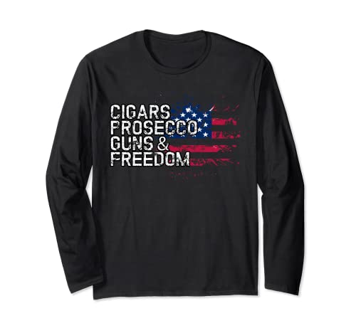 Prosecco Guns & Freedom T-Shirt Cigars Proseccos Bar Langarmshirt