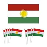 1 Stück Kurleistan-Flagge, 10 Stück Mini-Handschwenkfahnen, Große Nationalflagge, Fahnenmast Mit Löchern, Fan-Party-Dekoration, Wimpelkette, Jubelflagge