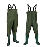 Ansobea Wathose Herren Wasserdicht, Anglerhose Wasserdicht mit Stiefel, Wathose Neopren 70D Nylon PVC rutschfeste für Angeln, Bauernhöfe, Bauarbeiten, Größe(46/47XXL)