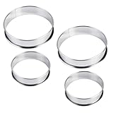 KICHOUSE 4 Stück Pizza Fütterungsringform Muffinform Kochringe Gebäckringe Zum Backen Ringformen Zum Kochen Muffinringe Muffinformen Runde Dessertringe Aus Metall Silberfarben