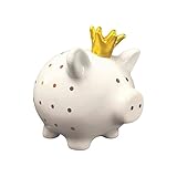 Keramik-Sparschwein mit Goldkrone – Elegante Schatztruhe für Ihre Ersparnisse