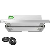CIARRA CBCS6906D A++ Flachschirmhaube Dunstabzugshaube 60 cm Umluft 370 m³/h mit CBCF002X2 Aktivkohlefilter Integrierte Einbau Flach Abluft Abzugshaube 2 Stufen Silber