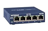 Netgear GS105E Managed Switch 5 Port Gigabit Ethernet LAN Switch Plus (Netzwerk Switch Managed, IGMP, QoS, VLAN, lüfterlos, robustes Metallgehäuse, ProSAFE Lifetime-Garantie), Grau