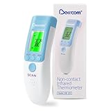Berrcom Fieberthermometer Digitales Stirnthermometer für Babys Infrarot Kontaktlos Thermometer mit 3 Farben Fieberalarm, °C/°F Schalter