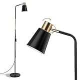 OUSFOT Stehlampe Wohnzimmer mit Höhe 146cm 230V E27 Max 40W Retro Stehleuchte mit Metall Lampenshirm Leselampe für Büro, Schlafzimmer (ohne Glühbirnen) Schwarz