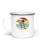 Retro Kosmonaut Raumschiff Taikonaut Raumfahrer Astronaut - Emaille Tasse -Einheitsgröße-White