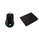 Corsair Ironclaw RGB Optisch FPS/MOBA Gaming Maus (18.000DPI Optischer Sensor, RGB LED Hintergrundbeleuchtung) Schwarz & MM100 Gaming Mauspad (Medium, Tuchfläche) schwarz