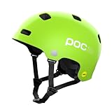 POC POCito Crane MIPS Fahrradhelm für Kinder mit bewährtem Schutz, MIPS-Rotationsschutz und fluoreszierenden Farben für gute Sichtbarkeit, Fluorescent Yellow/Green