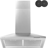 SOONYE Dunstabzugshaube für die Küche, 60 cm, 370 m³/h – Kohlefilter enthalten – 3 Geschwindigkeitsstufen – LED-Beleuchtung – Abluft- und Umluftbetrieb – Schwarz Wandhaube