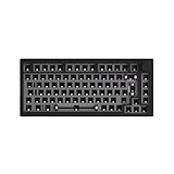 Akko 5075S Mechanische Tastatur Kit, Barebones Gaming Keyboard Wired, Unterstützt VIA Programmierbare, 75% Prozent ISO Layout, Gasket Mount, Zubehör zur Geräuschreduzierung, mit Knopf (Schwarz)