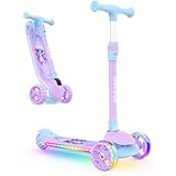 BELEEV A9 Roller Kinder 3-12 Jahre, 3 Räder Faltbare Scooter mit LED Leuchtenden Räder und Deck, 4 Höhenverstellbarer, Rutschfestes Deck, Lean-to-Steer, Kinderroller für Mädchen & Jungen, Dreiräder