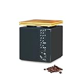 HWG-Home® Design Kaffeedose luftdicht 500g, für frisches Aroma, Anthrazit & Weiß, Kaffeebehälter aus Keramik eckig platzsparend stapelbar, für gemahlenen Kaffee & Bohnen mit Bambus Deckel