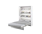 Schrankbett Bed Concept, Wandklappbett mit Lattenrost, V-Bett, Wandbett Bettschrank Schrank mit integriertem Klappbett Funktionsbett (BC-01, 140 x 200 cm, Weiß Hochglanz, Vertical)