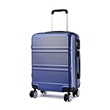 Kono Trolley Handgepäck Koffer 55cm Leicht Hartschalenkoffer Reisekoffer mit 4 Rollen und TSA Schloss, 51.5x38x21cm, 39Liter, Zwillingsrollen Rollkoffer, ABS Hartschale (Dunkelblau, M)