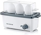 SEVERIN Eierkocher für 3 Eier mit elektronischer Zeiteinstellung, inkl. Messbecher mit Eierstecher, Eier Kocher für ideale Härtestufe, weiß/grau, 300 W, EK 3161